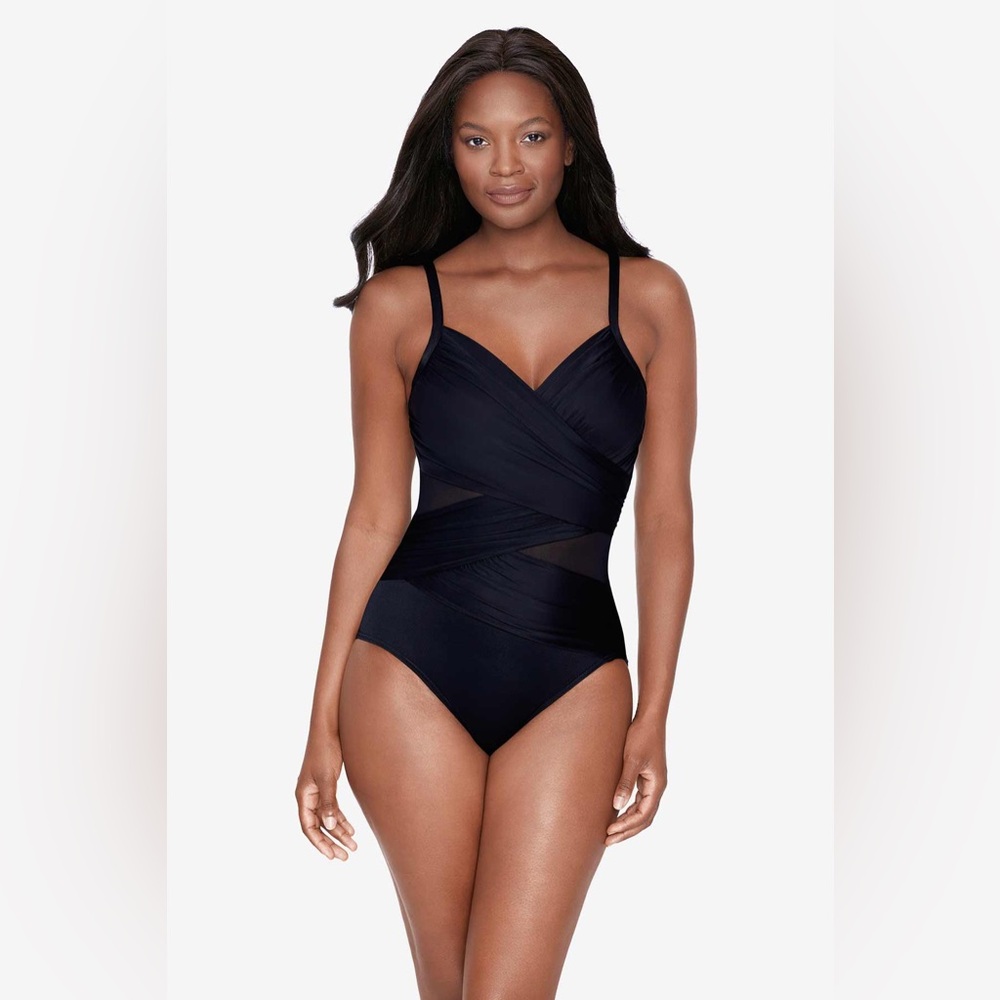 Miraclesuit Black One-Piece Swimsuit with Sheer Mesh Panels